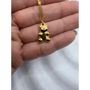 Gold‎ Teddy Bear Pendant Necklace – 14K Plated Stainless Steel Chain thumbnail 4