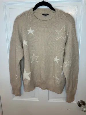 Rails Beige Star Crewneck Sweater size S thumbnail 1