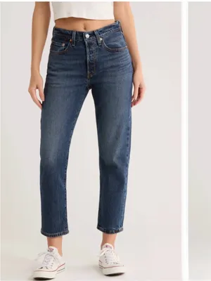NWT Levi’s Premium 501 Original Crop Jeans Straight Leg Button Fly Sz W29 L26 thumbnail 3
