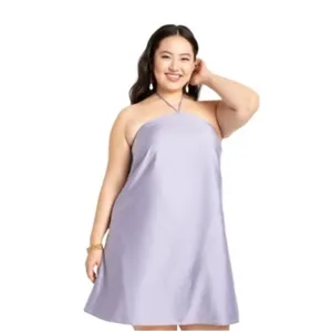 Eloquii Plus Size‎ Heirloom Lilac Y2K Halter Mini Tunic Dress thumbnail 3