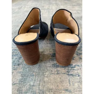 Nine West Blue Denim Gemily Block Heel Peep Toe Mules Size 7.5 thumbnail 6