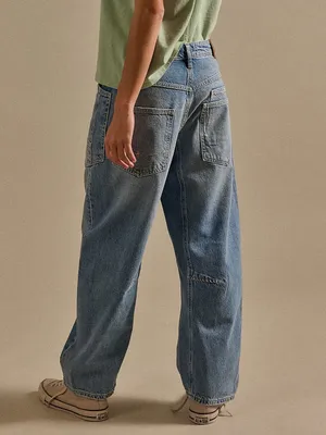 Free People We The Free Minimalist Moxie Barrel Jeans in County Fair Blue NWT thumbnail 2