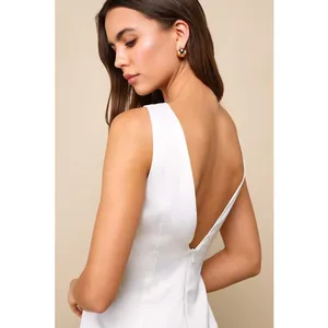 NWT Lulus Elevated Appearance Ivory Satin Open Back Mini Dress Party Cocktail XL thumbnail 3
