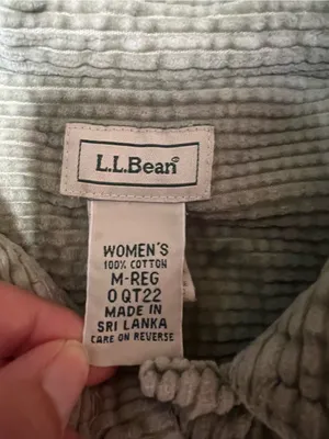L.L. Bean Vintage Corduroy Shirt Jacket Sage Green Women's Medium Shacket thumbnail 2