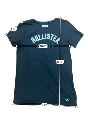 Hollister California Black Graphic Tee Embroidered Logo Large thumbnail 4