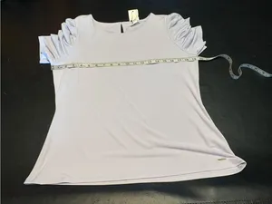 Calvin Klein Lilac Puff Sleeve Short Sleeve Top NWT size Large thumbnail 8