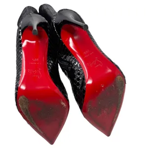 Christian Louboutin Alta Botta 100 Black Patent Bird Knee High Boots 38.5 thumbnail 8