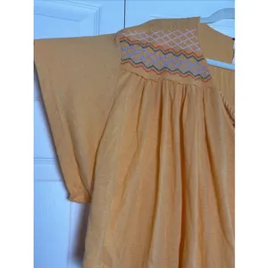 Free People Embroidered Boho Peasant Top Womens Size L Orange Tassel Cotton thumbnail 4