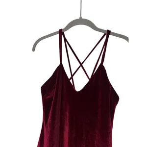 Burgundy Velvet Strappy Midi Dress thumbnail 2