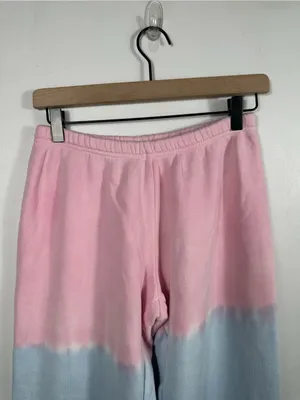 Spiritual Gangster Perfect Terry Sweatpants Pink Blue Yellow Ombre Jogger Size S thumbnail 4