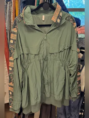 NWOT Free People FP Movement She Fly Jacket - green combo - Small thumbnail 7