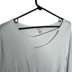 Cato White Asymmetrical Knit Top Short Sleeve Criss Cross White Size XL Womens thumbnail 5
