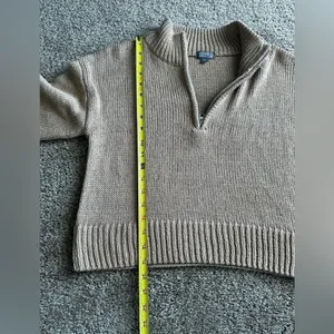 Cupcake Boutique Camel Knit Quarter Zip Cropped Small thumbnail 4