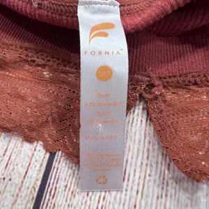 Fornia Rust Ribbed High Neck Lace Trim Cage Back Bralette Crop Top S/M thumbnail 7