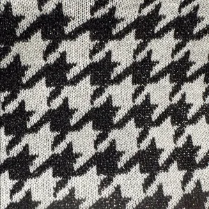 Ann Taylor Shimmer Black and White Houndstooth Short Sleeve Sweater size M thumbnail 3