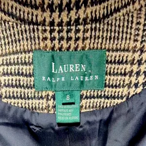 RALPH LAUREN Black Brown Houndstooth Plaid Single Breasted 4 Button Front Blazer thumbnail 3