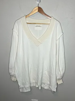 We The Free Asher V Neck Oversized Thermal Long Sleeve Top in Ivory Size XS thumbnail 3