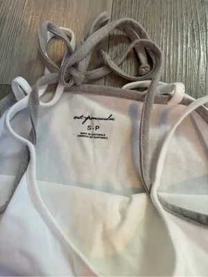 Out From Under White & Gray Layered Halter Cami Top – Small thumbnail 5