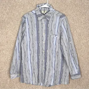 Imperfect Koch women’s long sleeve button down shirt textured cotton blend large thumbnail 1