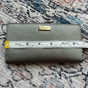 Kate Spade Newberry Lane Stacy Bifold Wallet Silver Gray Leather thumbnail 9