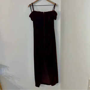 Vintage 80s/90s Zum Zum Velvet Gown Burgundy Sweetheart / off the shoulder 13-14 thumbnail 7