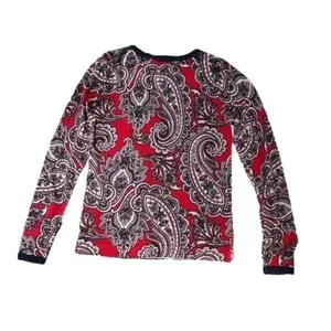 Ann Taylor Size XXS Paisley‎ Long Sleeve Crew Neck Lightweight Sweater​​​ thumbnail 5
