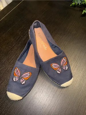 kate spade Navy Canvas Butterfly Espadrille Flats thumbnail 7