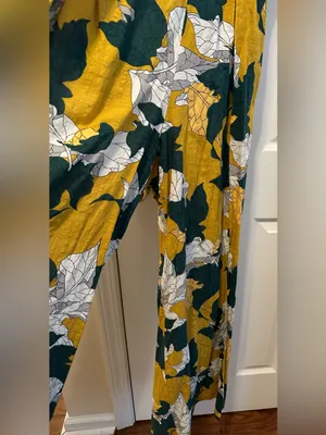 Lulus Isla Mujeres Yellow Tropical Print Tie-Back Wide Leg Jumpsuit thumbnail 3