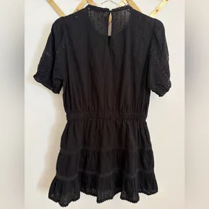 Zara Gothic Swiss Dot Black Puff Sleeve Mini Dress Medium thumbnail 9