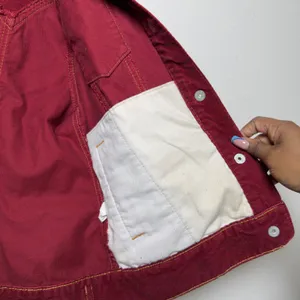 Gap Women Corduroy Jacket M‎ Red Vintage Fall '03 Stretch Button Front Trucker thumbnail 2