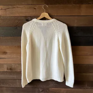 Vintage White Cable Knit Button Up Cardigan Sweater thumbnail 7