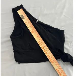 Free People Womens One Shoulder Side Tie Crop Top Black XS thumbnail 7