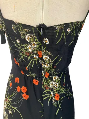 Reformation Besse Dress in Black Floral 6 Womens Midi thumbnail 8