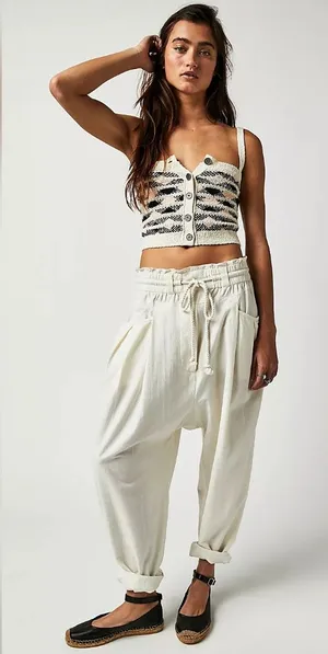 New Free people this is the one pant trouser white szS Small harem solid white thumbnail 1