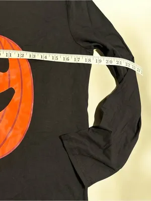 Women's Black Pumpkin Pajama Set with Orange Print thumbnail 4