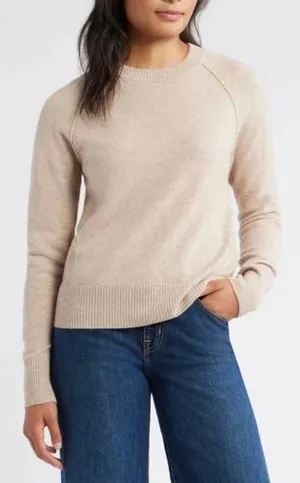 Caslon Cashmere Wool Blend Sweater Ribbed‎ Raglan Sleeve Crewneck Pullover M NEW thumbnail 1