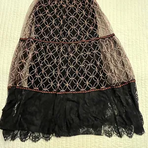 Anthropologie bl-nk embroidered chiffon and lace maxi skirt thumbnail 7