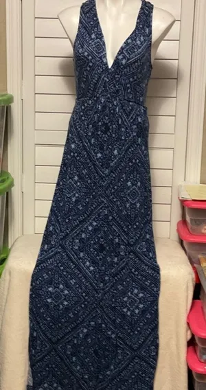 Motherhood Maternity Navy Patterned Maxi Dress thumbnail 1