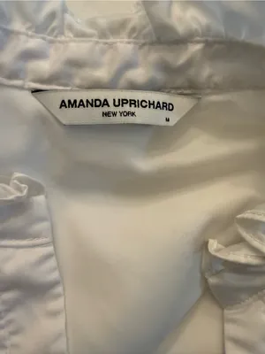 Amanda Uprichard White Sleeveless Tiered Poplin Saffron Dress Medium thumbnail 6