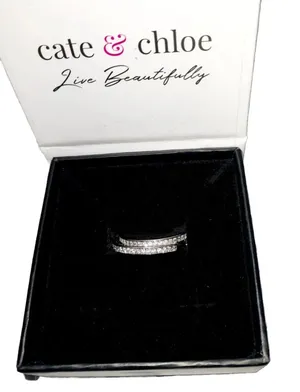 Cate & Chloe Bianca 18k White Gold Plated Crystal Silver Hoop Earrings thumbnail 12