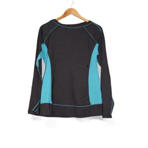 Lululemon Long Sleeve Athletic Top Women‎ Gray Turquoise Thumbhole Size 10 thumbnail 2