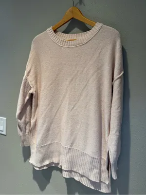 Aerie Oversized Pink Drop Shoulder Knit Sweater Side Slit Size Small thumbnail 2