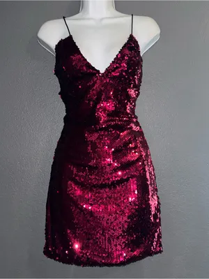 Lulus Women's Pink Sequin Spaghetti Strap Mini V-Neck Sexy Dress Small thumbnail 5