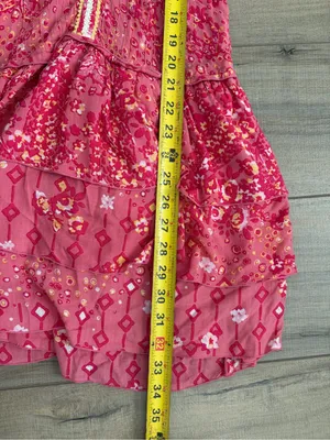Poupette St. Barth Pink Yellow Betty Floral Sleeveless Tiered Ruffle Mini Dress thumbnail 8