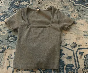 Grey square neck tee thumbnail 1