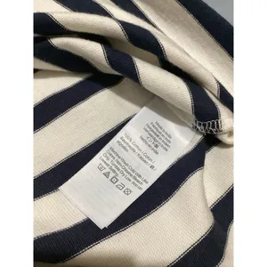 J. Crew Classic Mariner Cloth Boatneck T-Shirt in Stripe Beige Navy Blue S thumbnail 7
