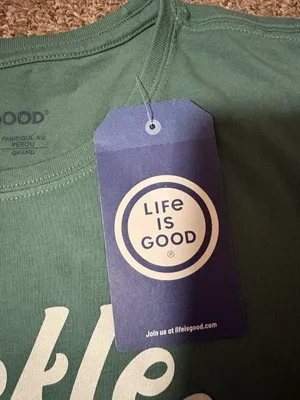 -New Life is Good Crusher Tee Womens L Green Athletic Pickle Baller Short Sleeve thumbnail 5