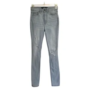 Hollister Jeans Women's 23 Blue Ultra High Rise Skinny Distressed Stretch Denim thumbnail 12