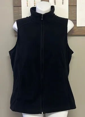 Land’s End Women’s Black Full Zip-Up Fleece Mock Neck Vest with Pockets- Medium thumbnail 1