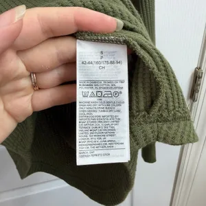 GAP Women's Green Waffle Knit Long Sleeve Henley cotton stretch casual shirt S thumbnail 5